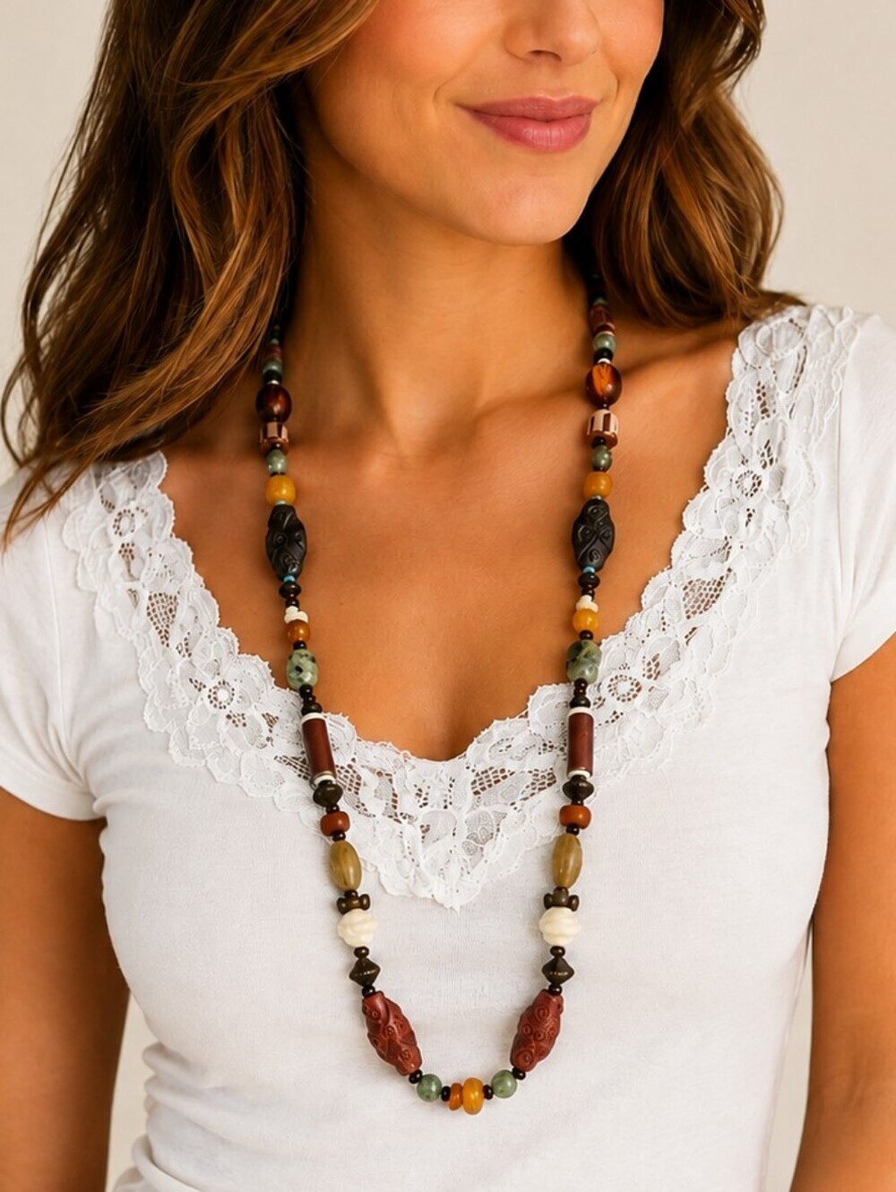 TIBETAN Resin Tribal Beaded Necklace